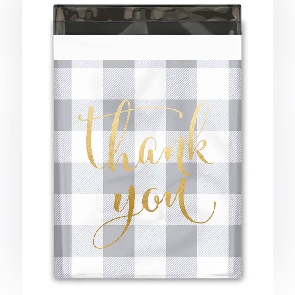 Thank You Polymailers 10x13 Gray Plaid - Picture 3 of 4